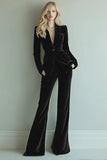 Dark Green Slim Fit 2-Piece Velevt Women Suits