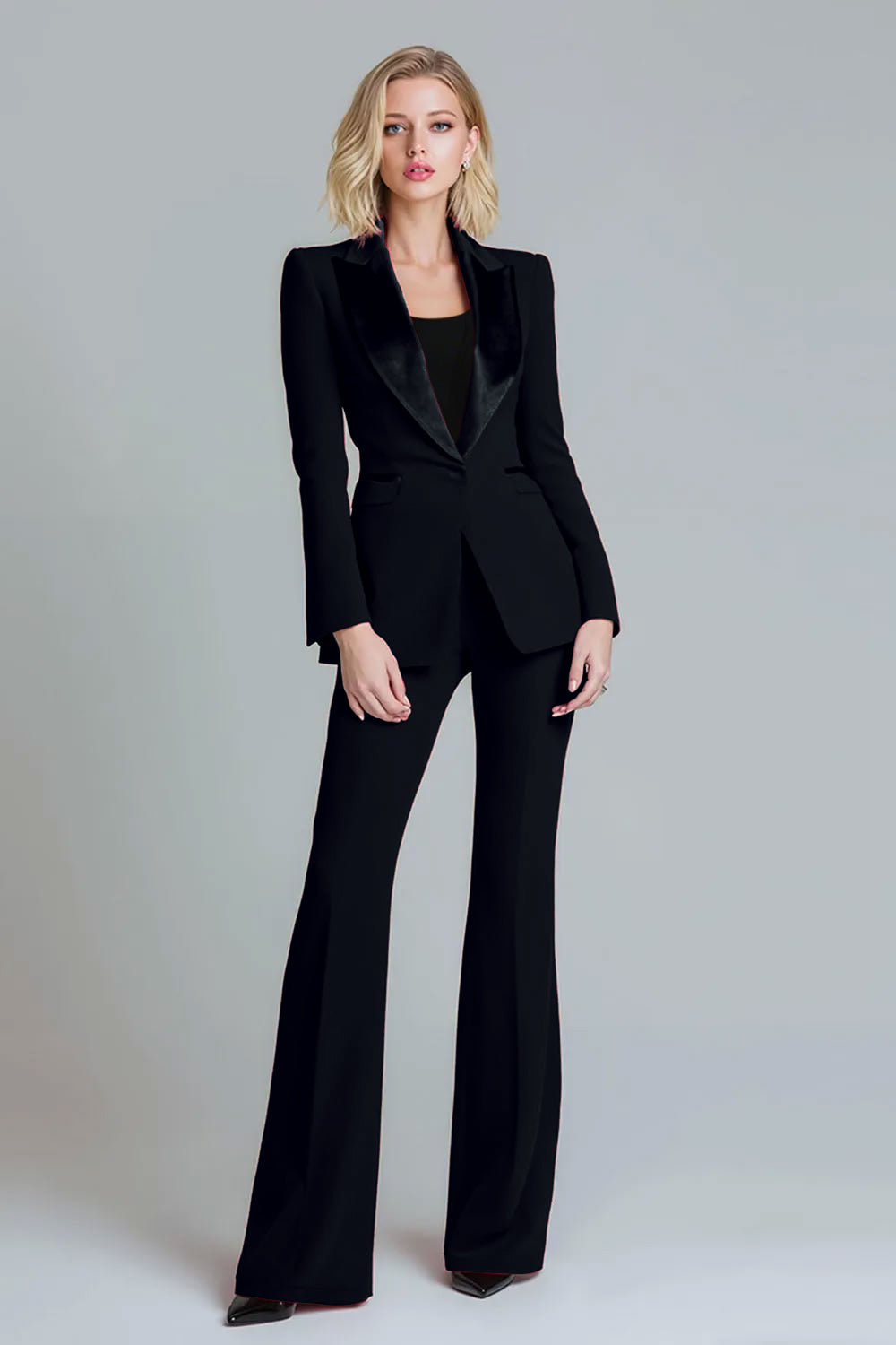 Peak Lapel 2 Piece Slim Fit Red Women Business Suits