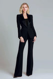 Peak Lapel 2 Piece Slim Fit Red Women Business Suits