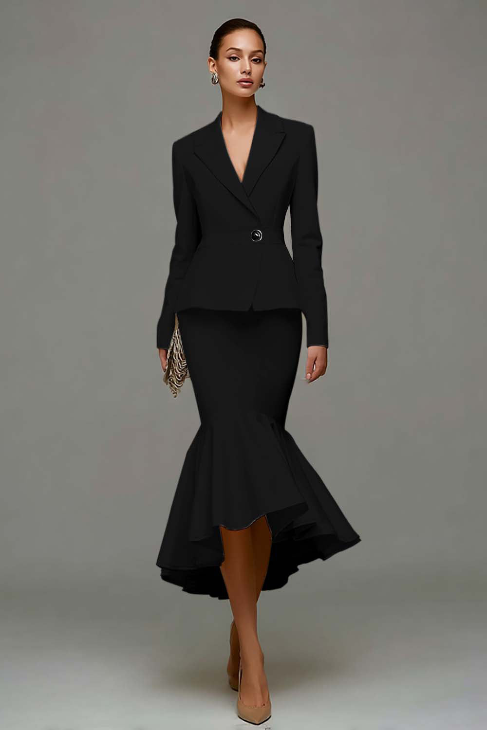 Mermaid Ivory 2 Piece Work Dress with Ruffles