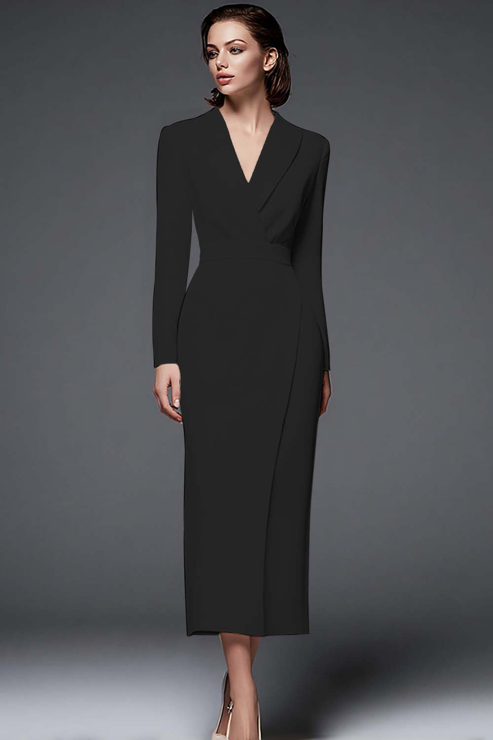 Ivory Sheath Work Dress With Long Sleeves