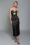 Sweetheart Dark Green Cut Out Sheath Midi Formal Dress