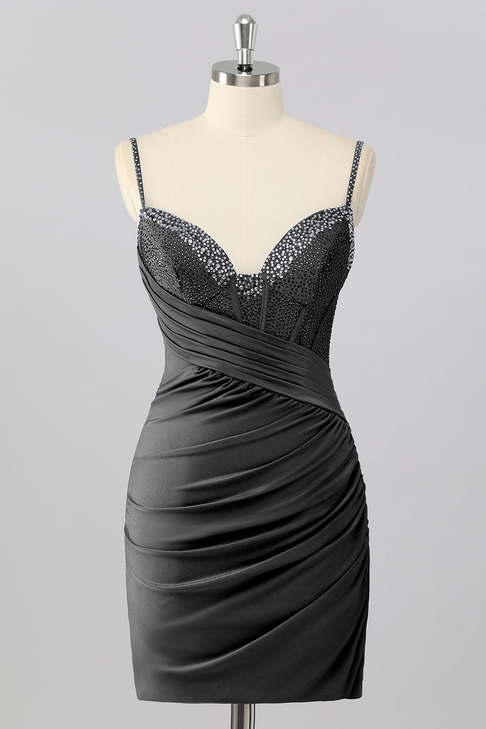 Royal Blue Beaded Ruched Corset Tight Homecoming Dress