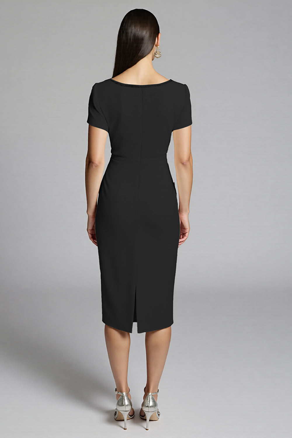 Beige Bodycon Short Sleeve Midi Dress