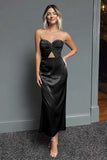 Dark Green Sheath Strapless Cut Out Ankle Length Formal Dress