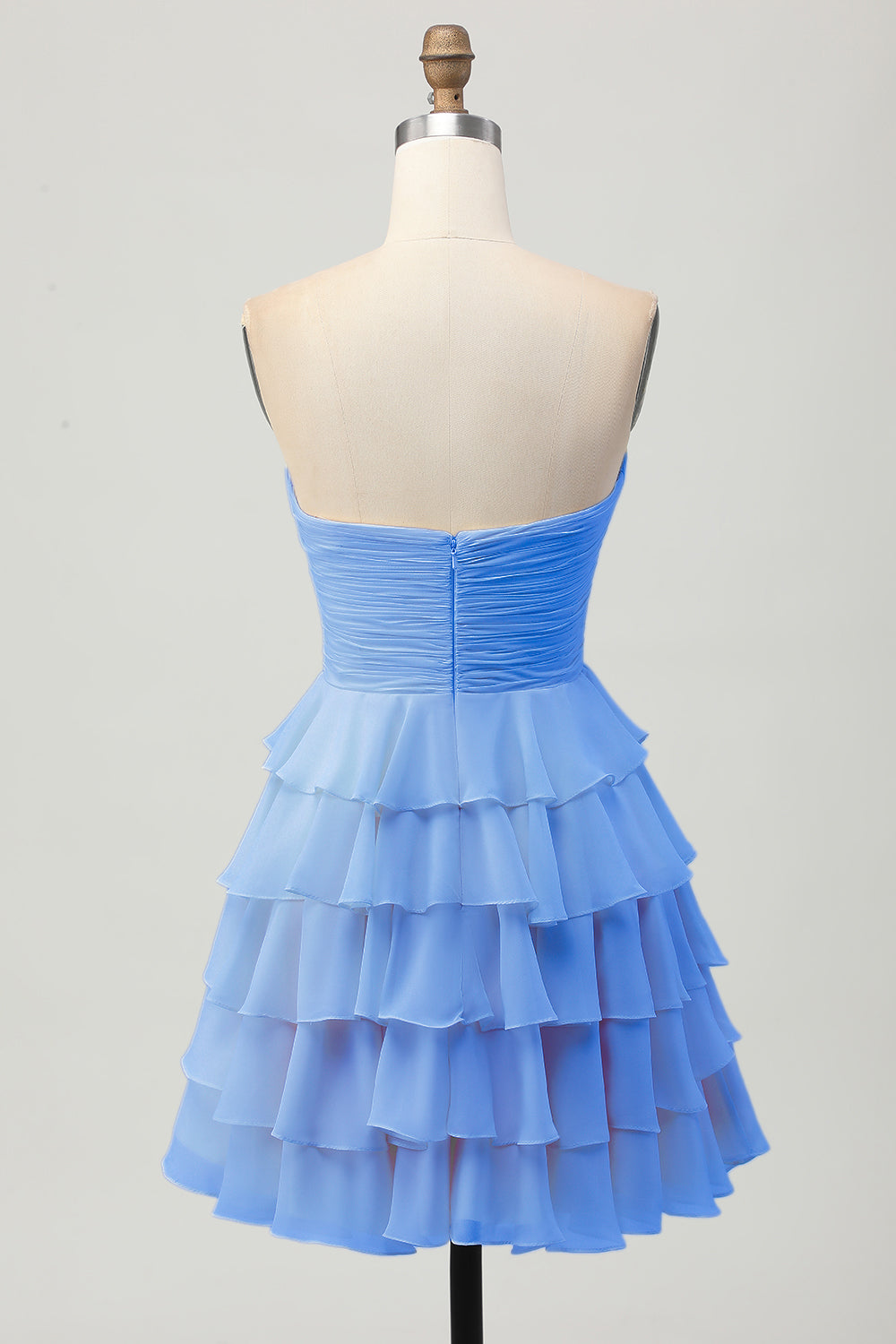 Yellow A Line Tiered Strapless Homecoming Dress with Bow