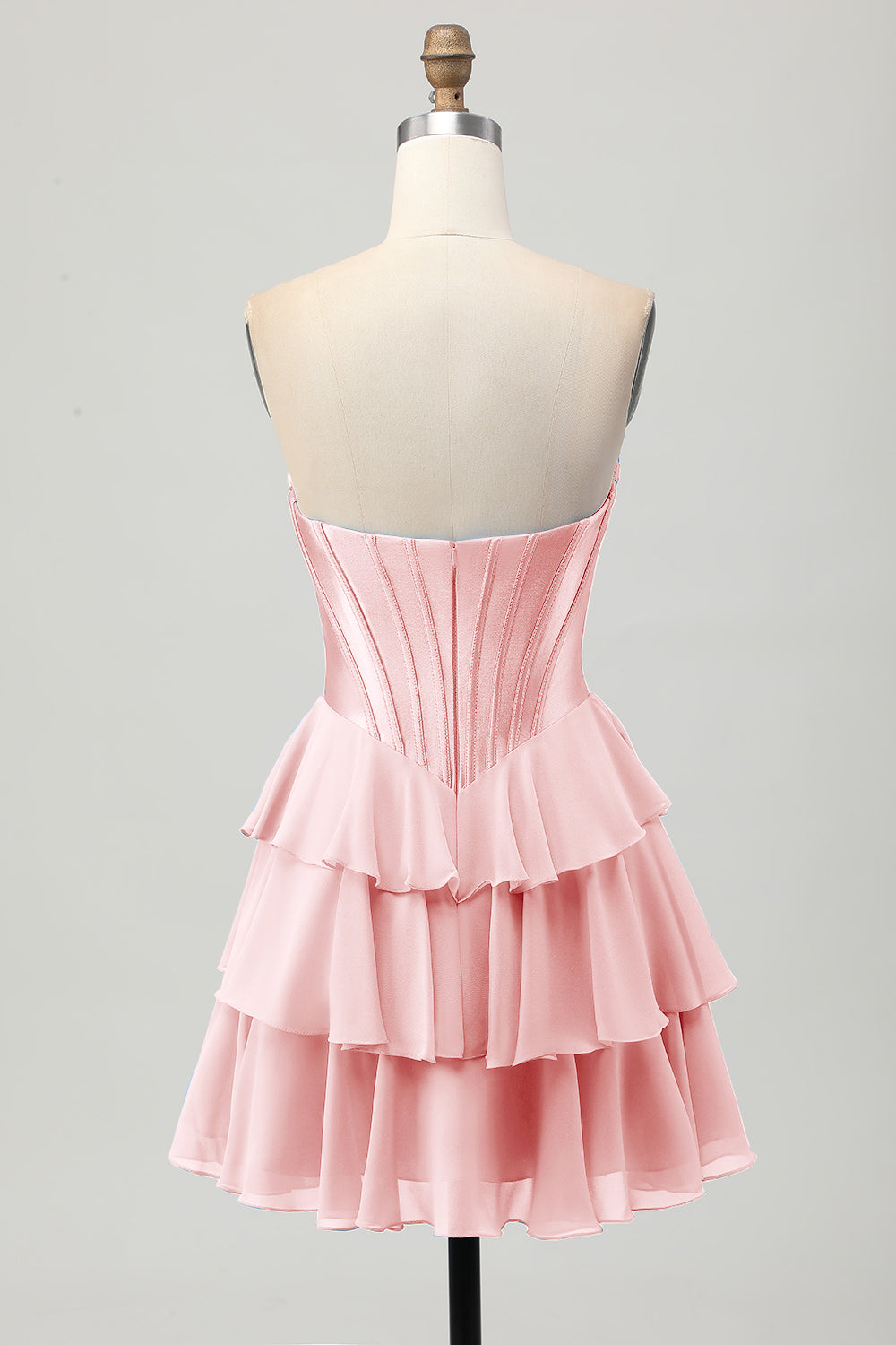 Strapless Corset A Line Tiered Yellow Homecoming Dress