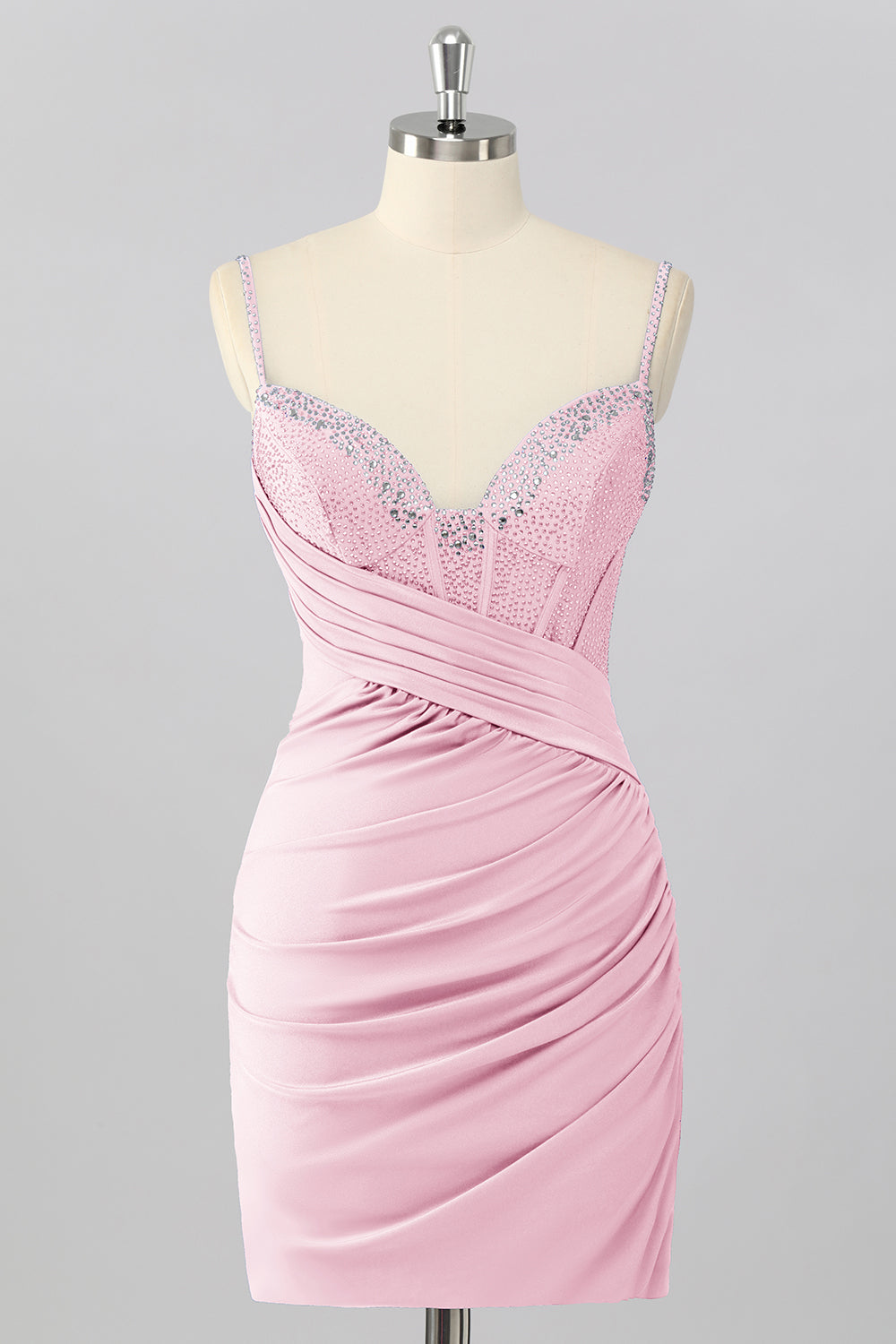Royal Blue Beaded Ruched Corset Tight Homecoming Dress