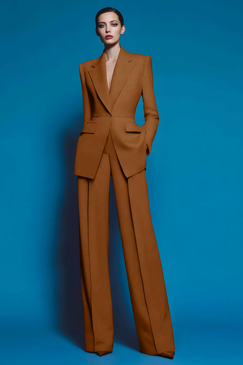 2-Piece Red Notched Lapel Women Suits