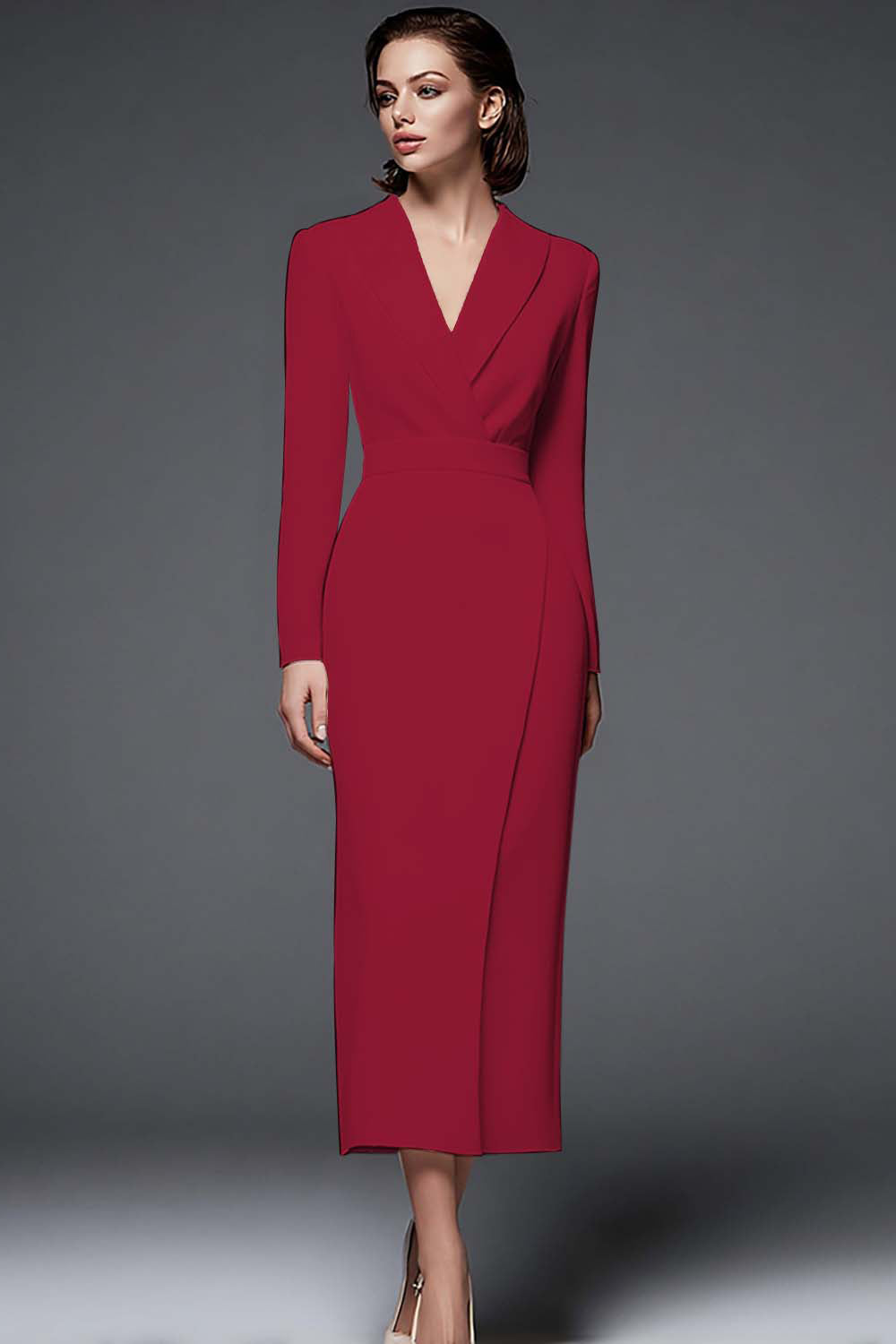 Ivory Sheath Work Dress With Long Sleeves