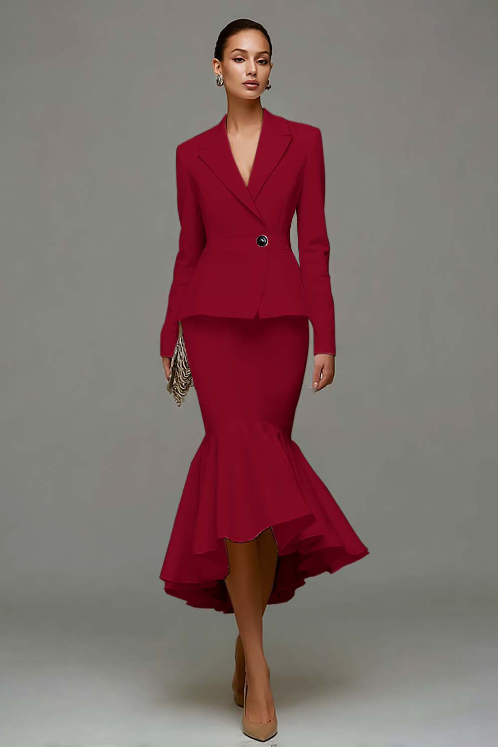 Mermaid Ivory 2 Piece Work Dress with Ruffles