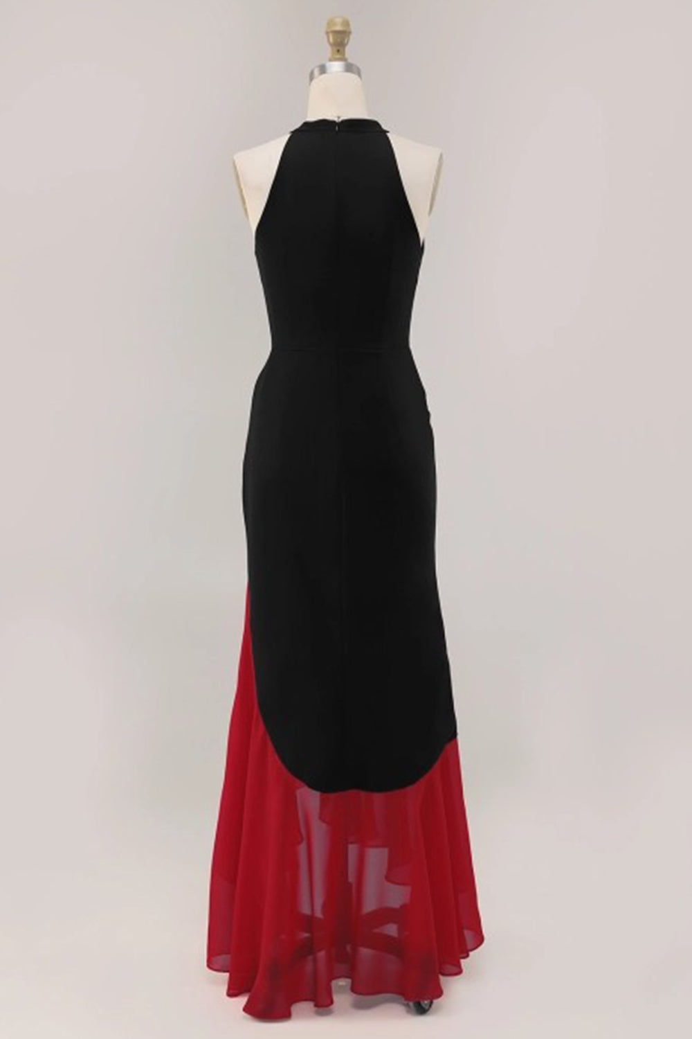 Black and Red Mermaid Ruffled Maxi Formal Dress