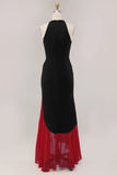 Black and Red Mermaid Ruffled Maxi Formal Dress