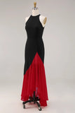 Black and Red Mermaid Ruffled Maxi Formal Dress