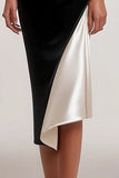 Black Sheath V-Neck Semi-Formal Dress With Bow