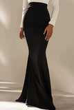 Mermaid Black V-Neck Formal Dress With Long Sleeves