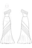 Black and White One Shoulder Mermaid Maxi Formal Dress