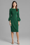 Navy Sheath 3/4 Sleeve Midi Dress