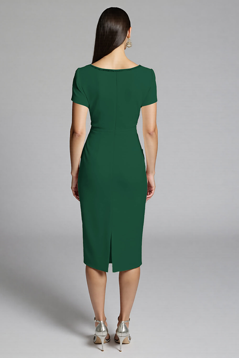 Beige Bodycon Short Sleeve Midi Dress