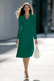 A-Line Long Sleeve Ivory Work Dress With Pockets