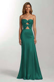 Sky Blue Strapless Cut Out Mermaid Satin Formal Dress