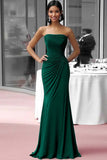 Coffee Strapless Sheath Ruched Gala Dress