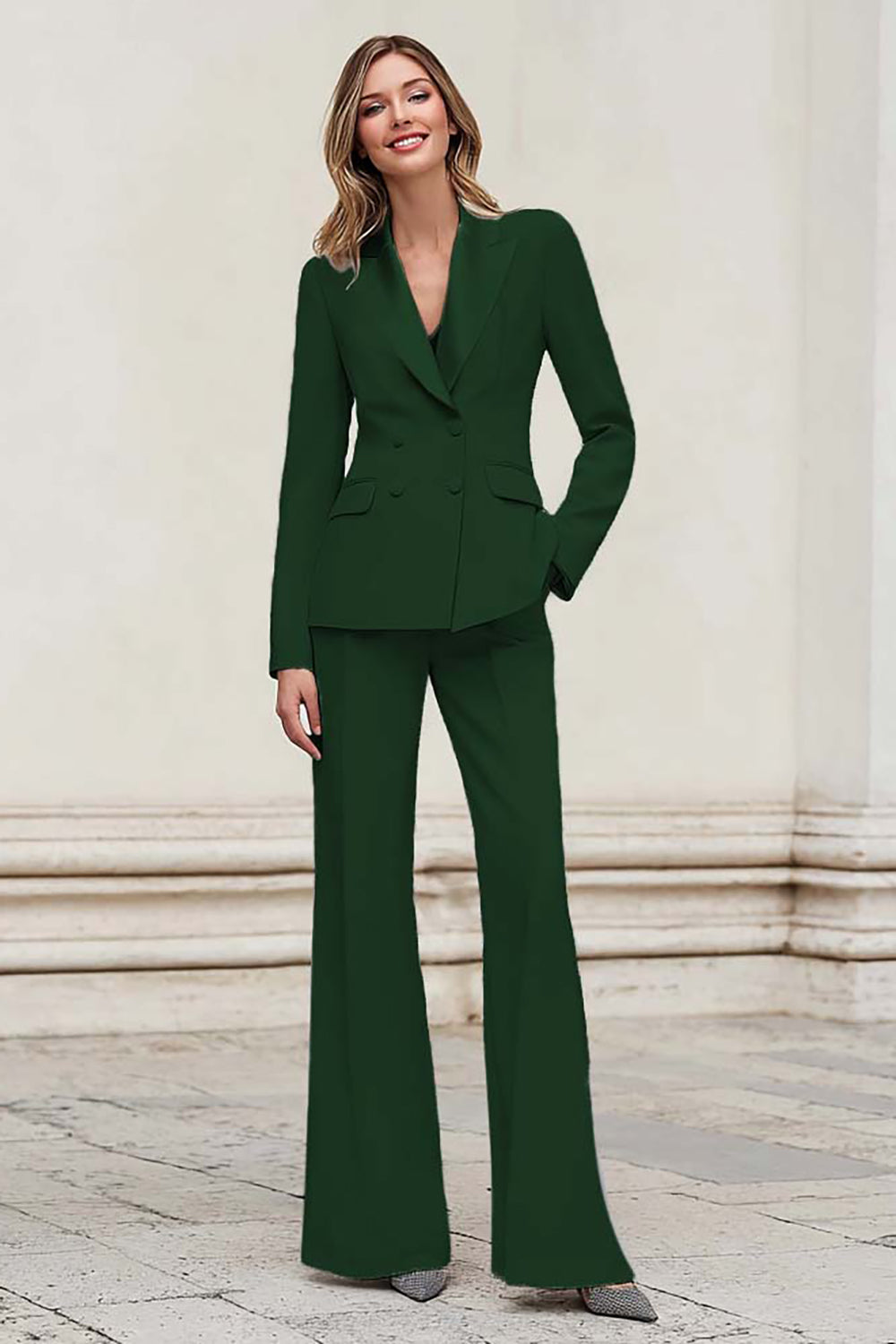 Silver Peak Lapel Double Breasted 2-Piece Women Suits