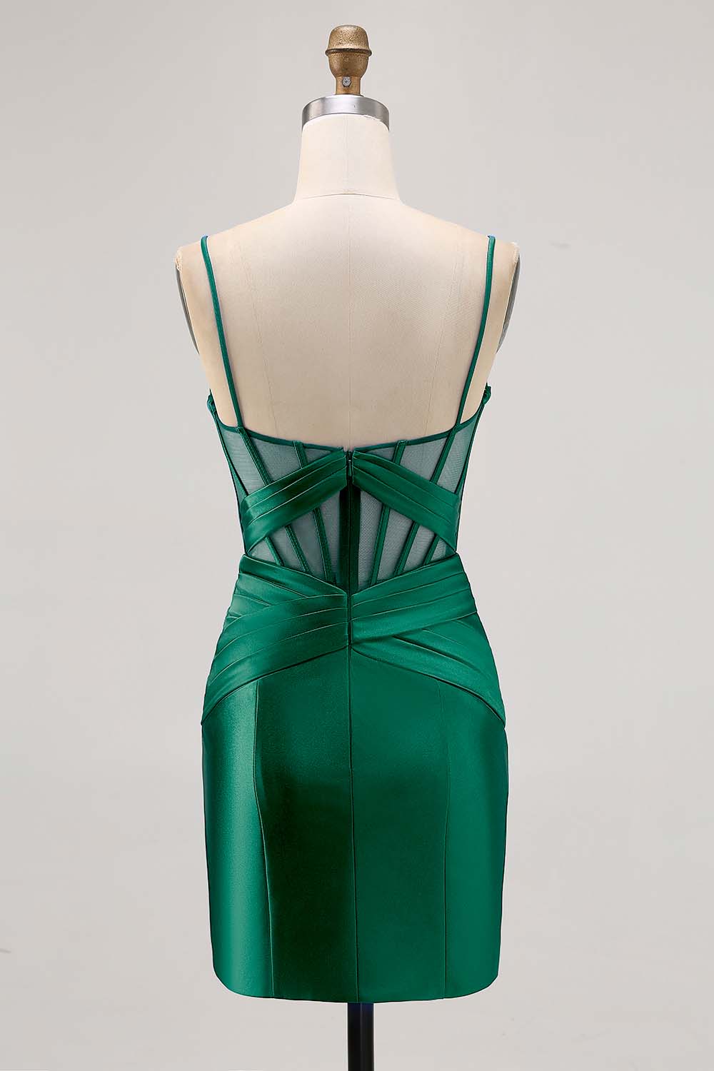 Royal Blue Sheer Corset Satin Tight Homecoming Dress with Slit