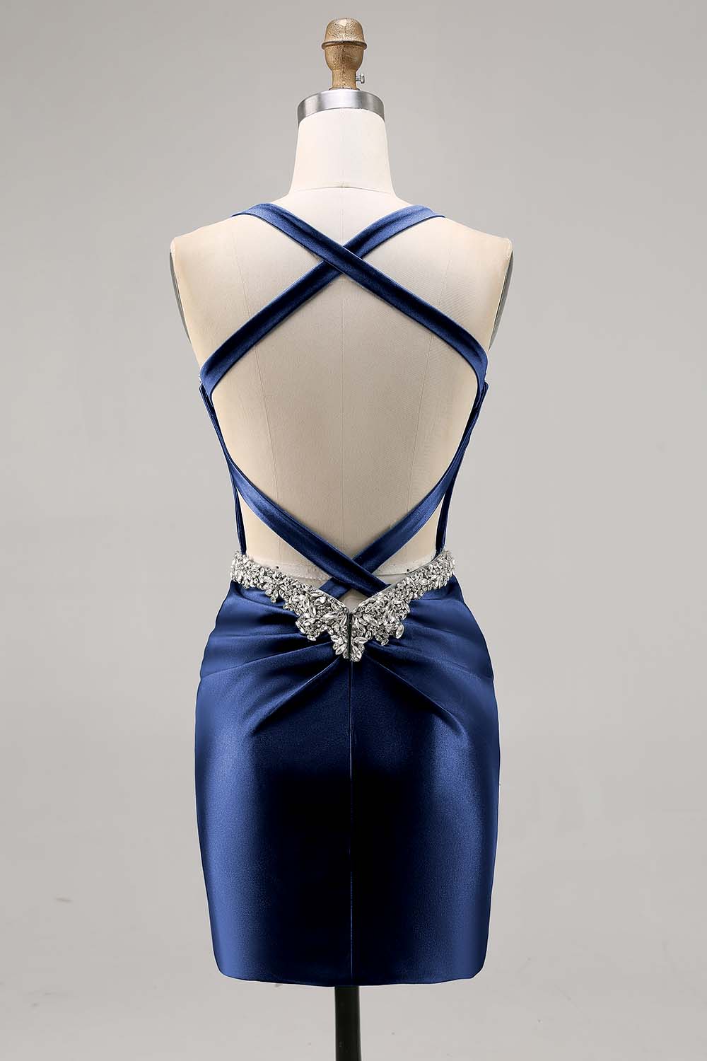 Dark Green Corset Satin Bodycon Homecoming Dress with Rhinestones