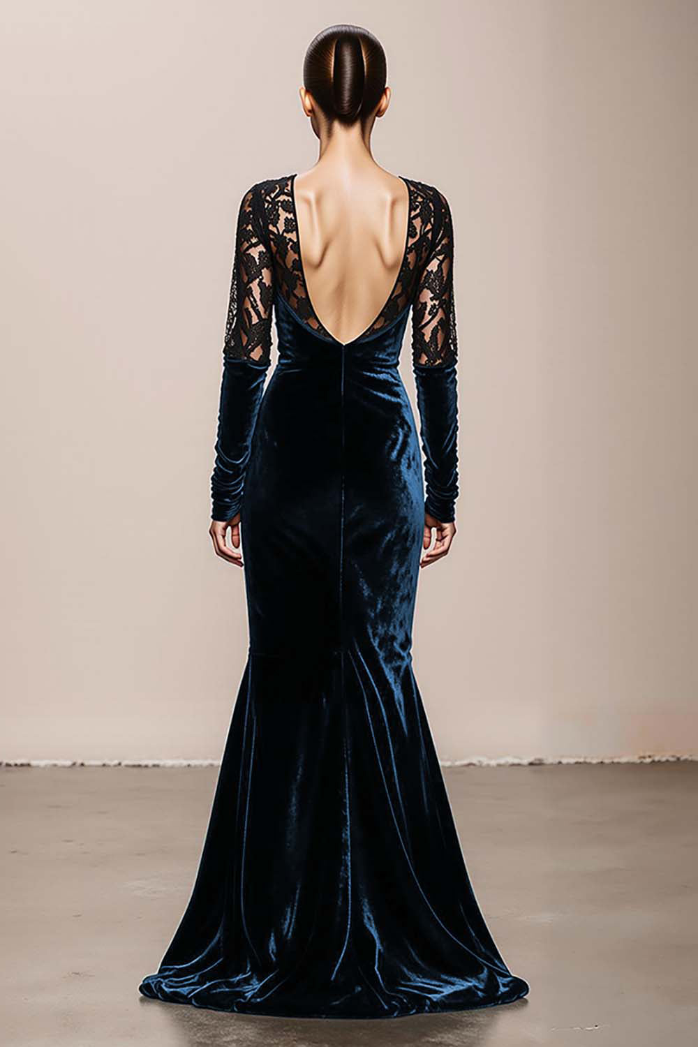 Mermaid Velvet Deep V-Neck Dark Green Evening Dress
