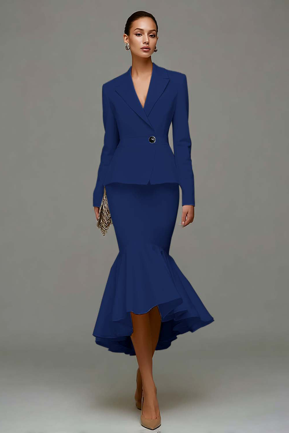 Mermaid Ivory 2 Piece Work Dress with Ruffles