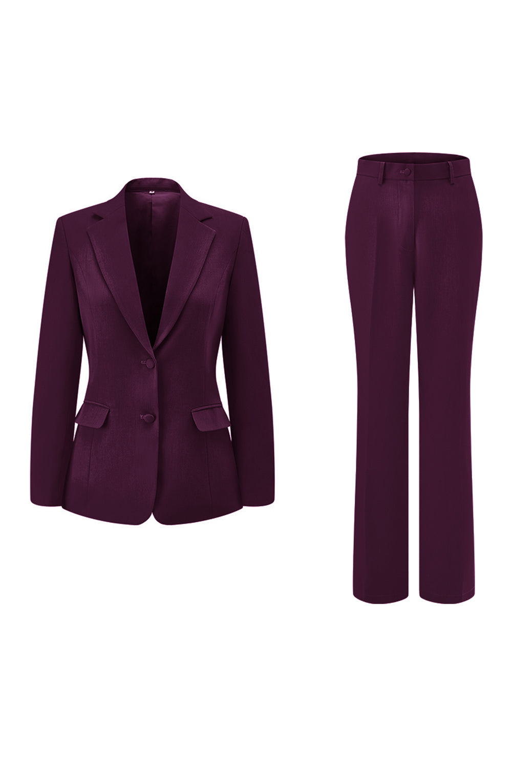 Dark Fuchsia 2 Piece Notched Lapel Women Prom Suit
