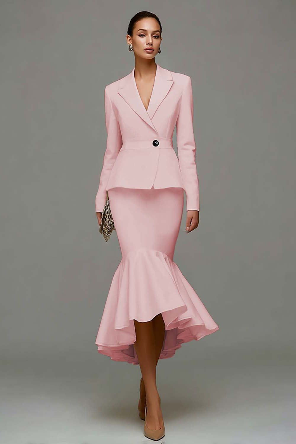 Mermaid Ivory 2 Piece Work Dress with Ruffles