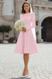 Ivory A-Line Long Sleeve Engagement Dress