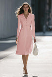 A-Line Long Sleeve Ivory Work Dress With Pockets