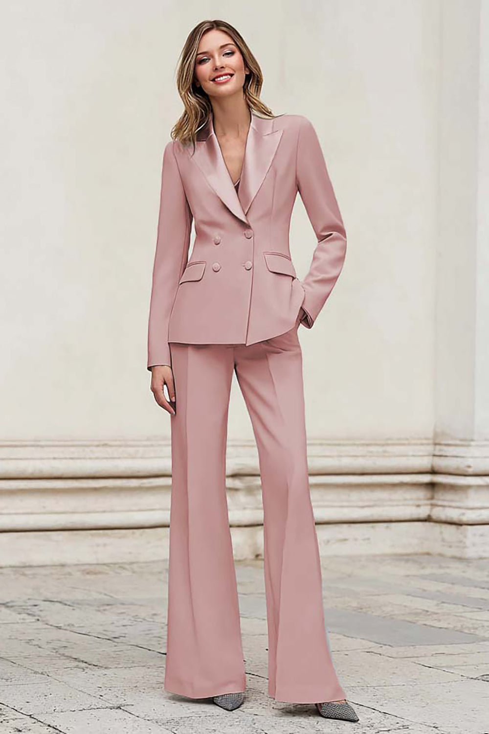 Silver Peak Lapel Double Breasted 2-Piece Women Suits