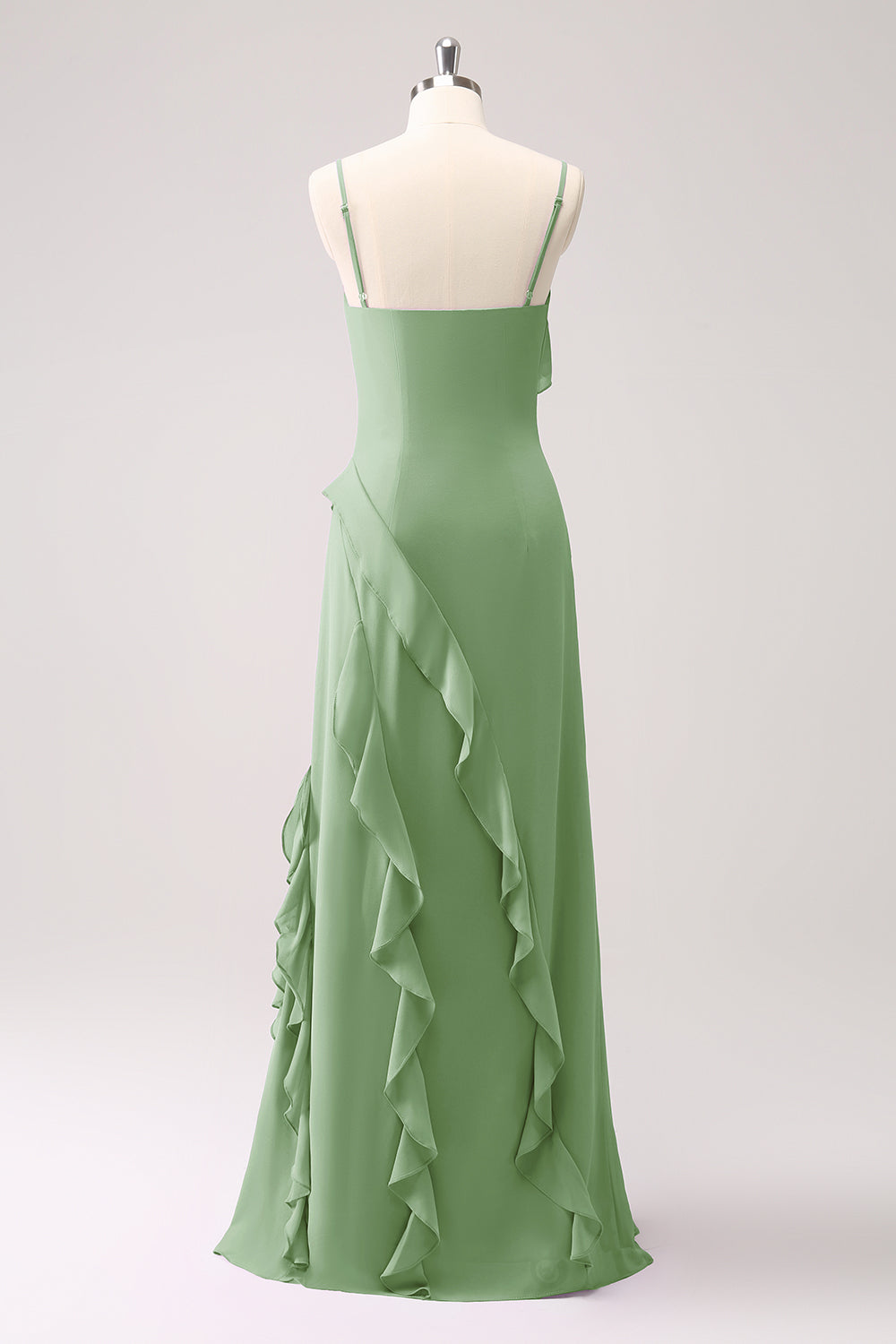 Tahiti Ruffles Sheath Maxi Dress with Slit