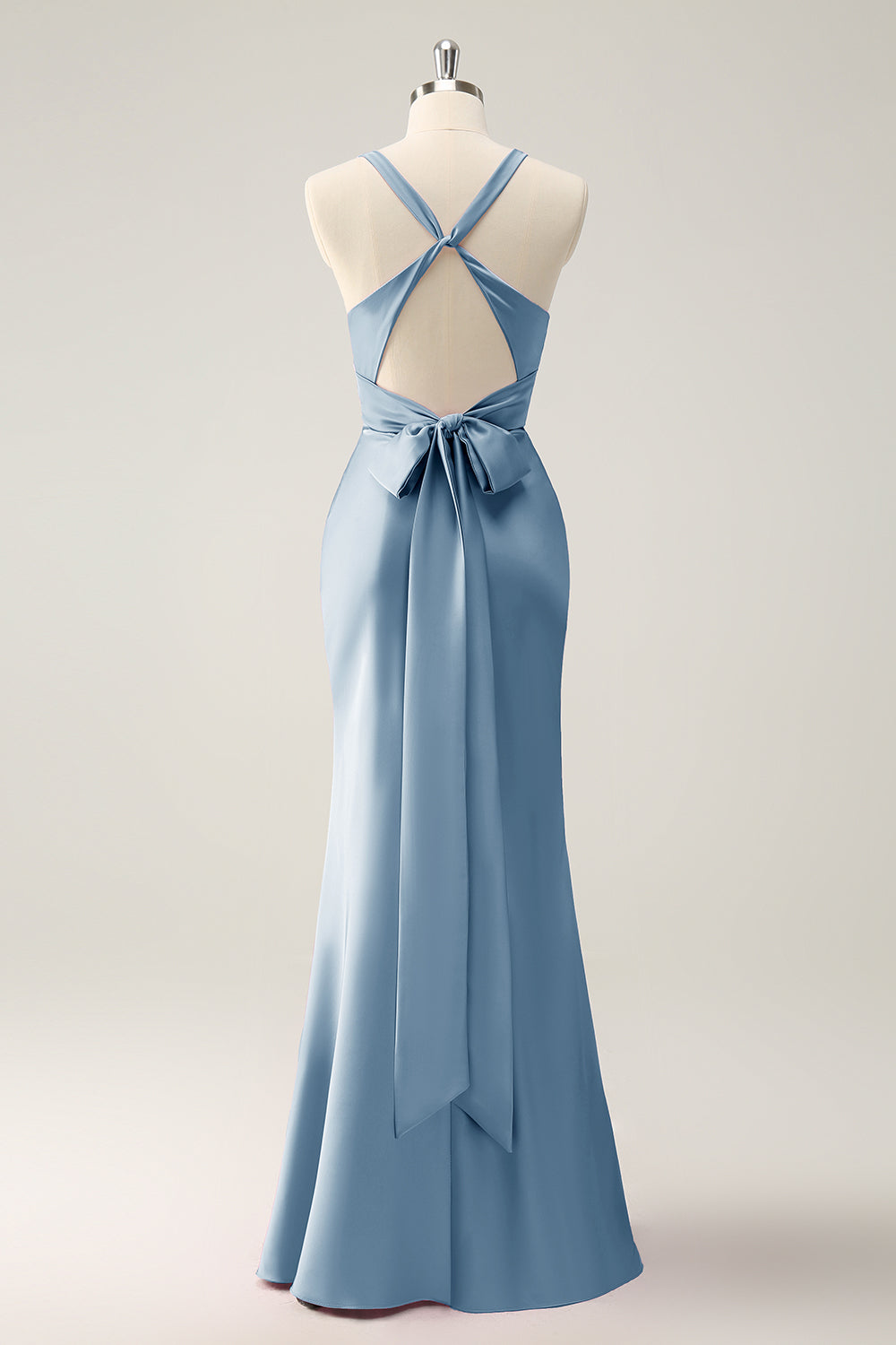 Mermaid Pink V Neck Satin Maxi Dress