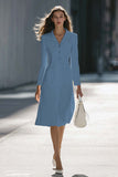 A-Line Long Sleeve Ivory Work Dress With Pockets