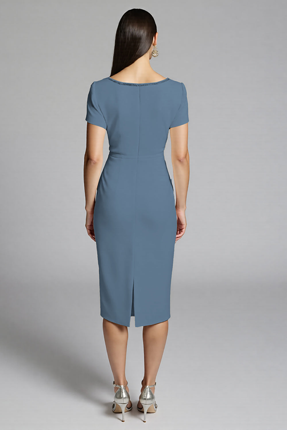 Beige Bodycon Short Sleeve Midi Dress