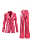 Sequin Golden 2-Piece Notched Lapel Prom Suit