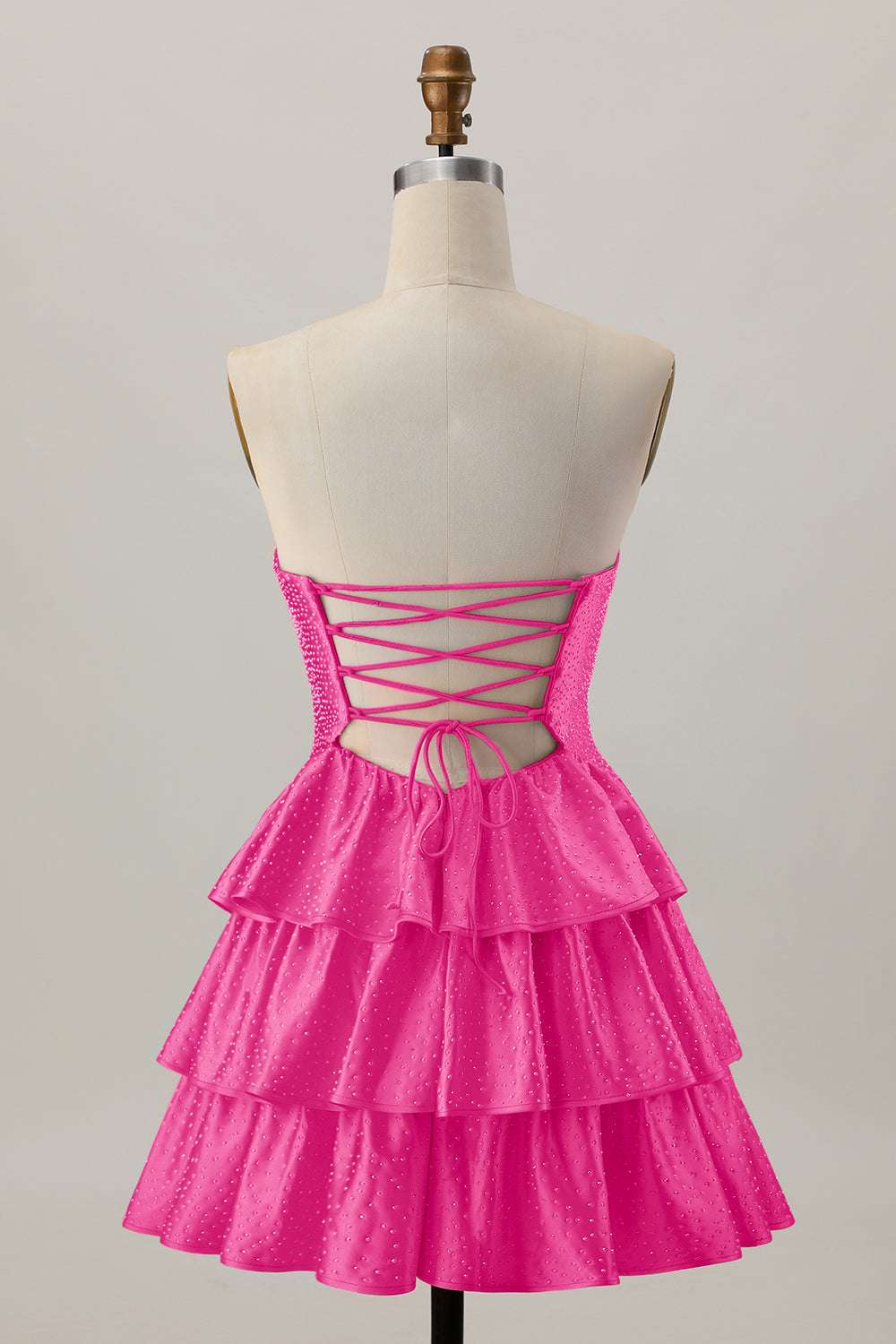 Orange Cut Out Tiered A Line Strapless Homecoming Dress with Beading