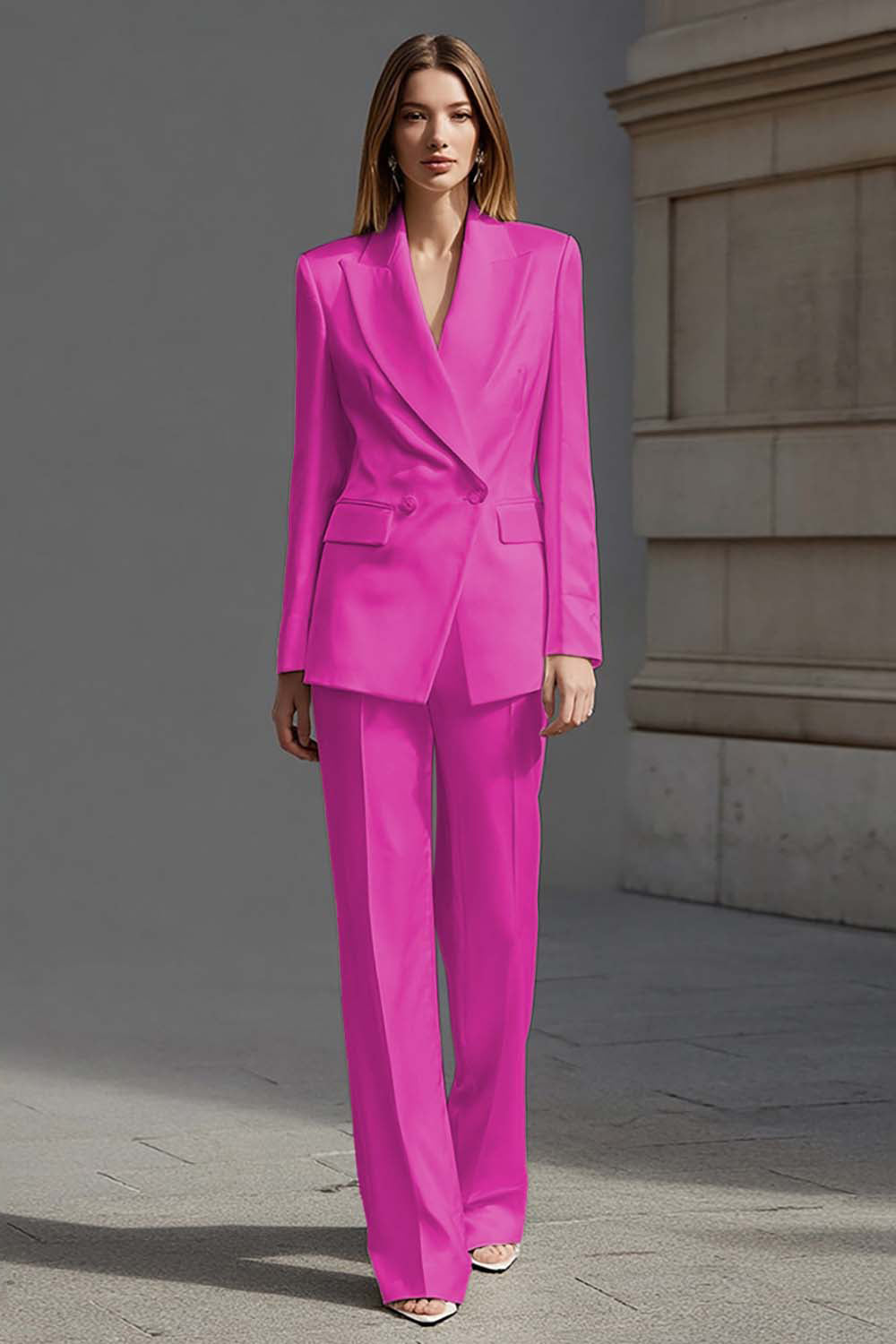 2-Piece Ivory Peak Lapel Work Suit