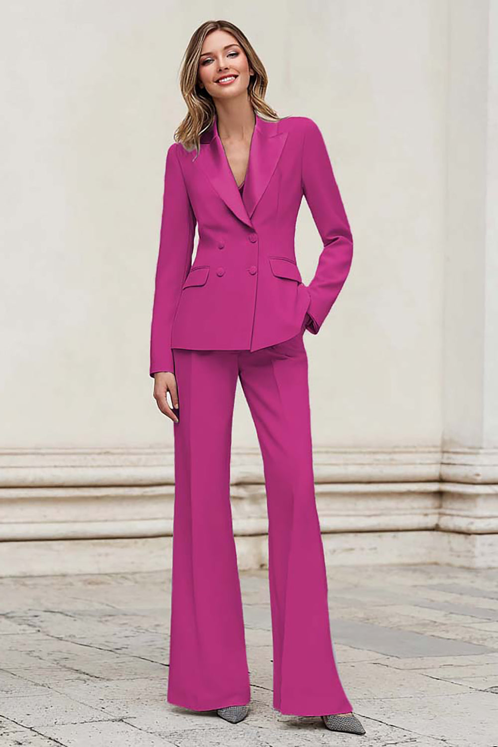 Silver Peak Lapel Double Breasted 2-Piece Women Suits