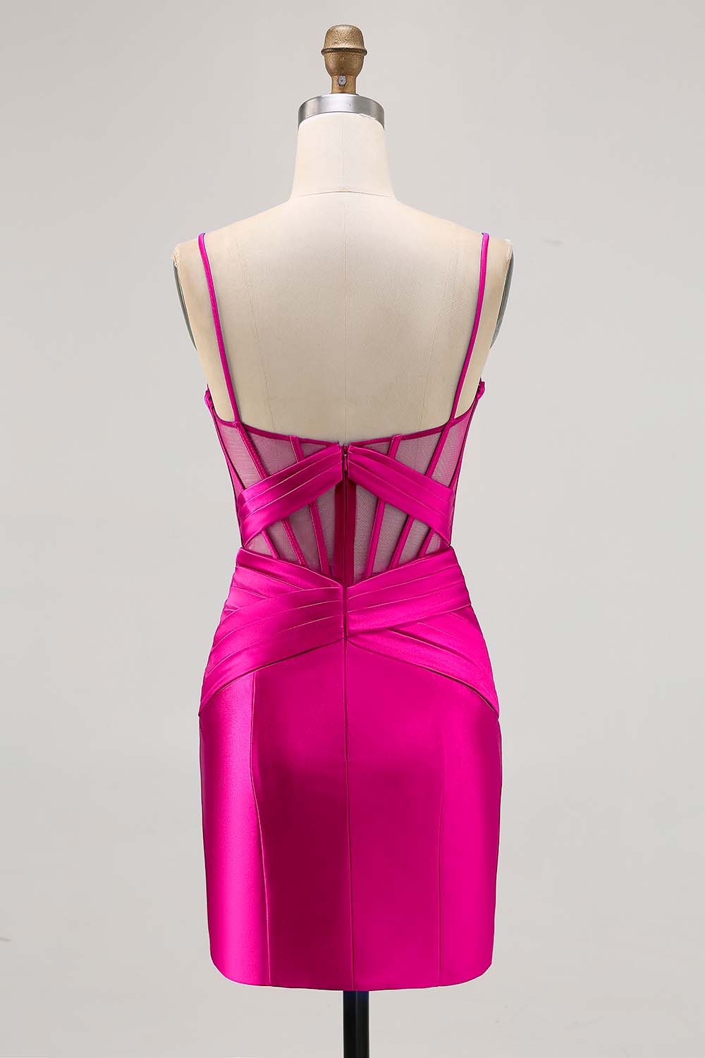 Royal Blue Sheer Corset Satin Tight Homecoming Dress with Slit