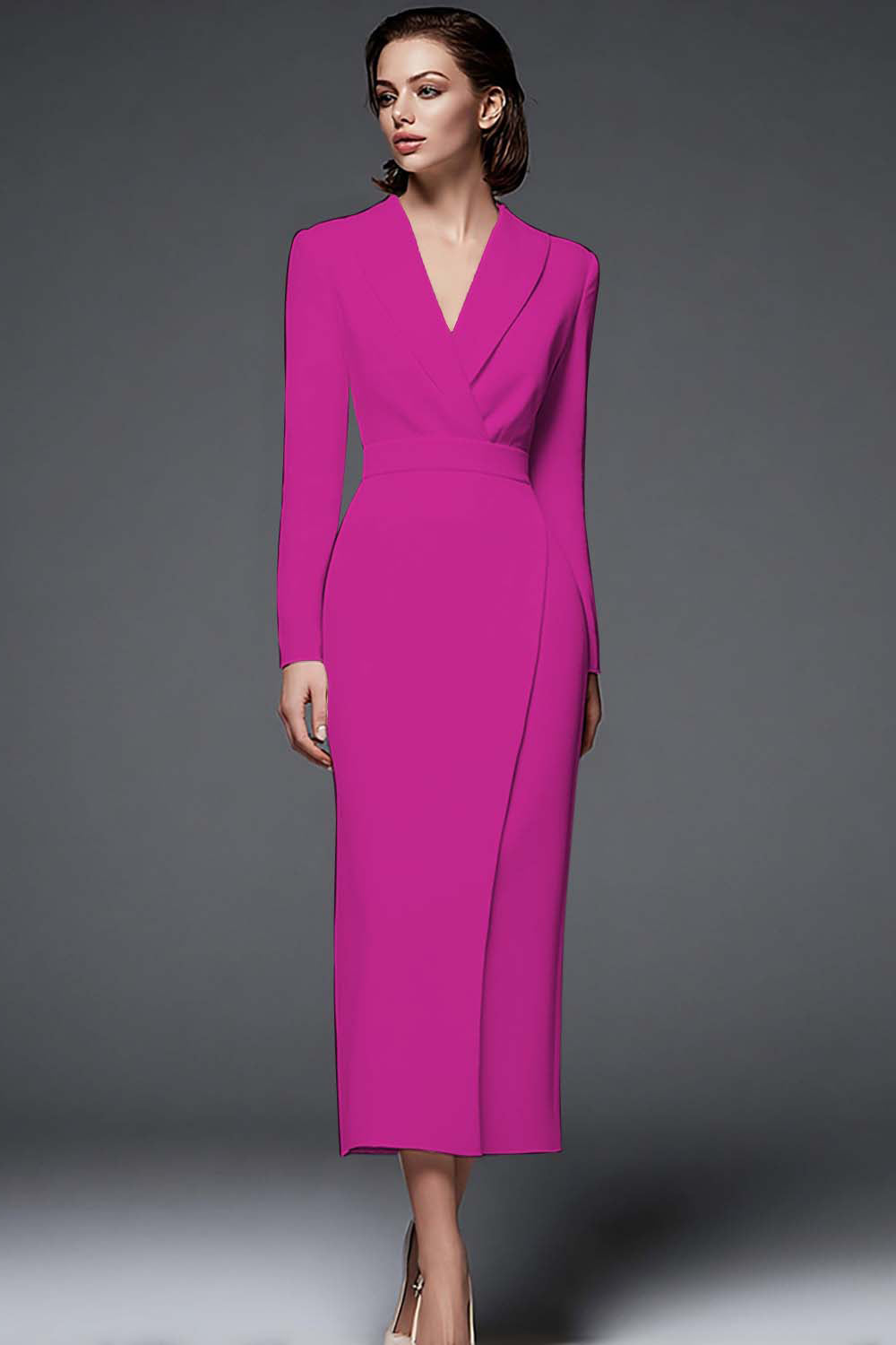 Ivory Sheath Work Dress With Long Sleeves