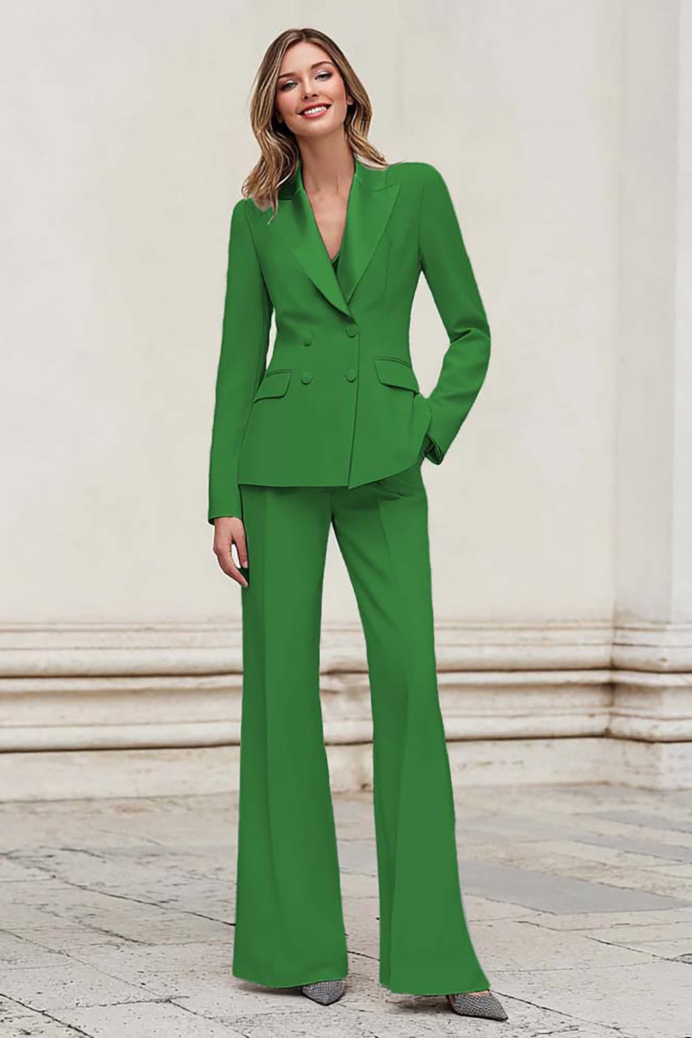 Silver Peak Lapel Double Breasted 2-Piece Women Suits
