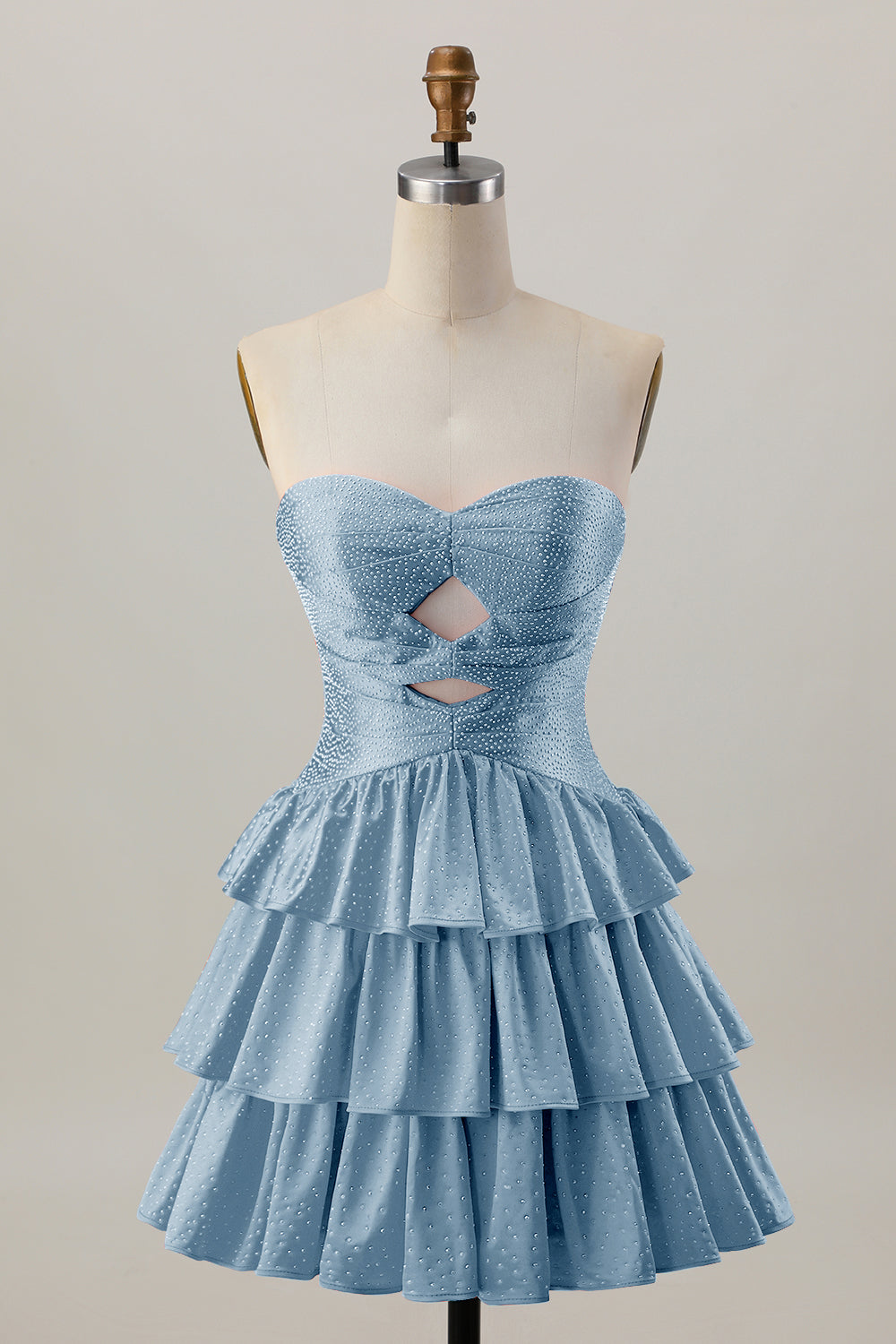 Orange Cut Out Tiered A Line Strapless Homecoming Dress with Beading