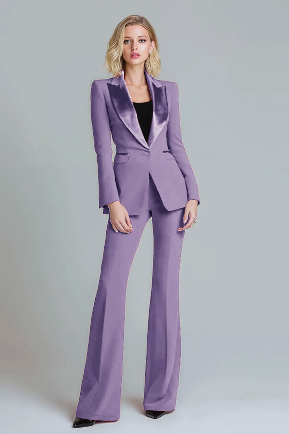 Peak Lapel 2 Piece Slim Fit Red Women Business Suits
