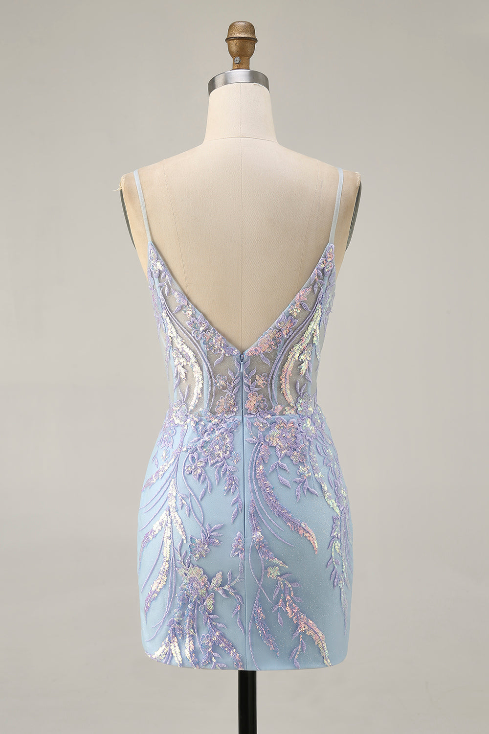 Blue Appliqued Bodycon Corset Homecoming Dress with Sequins